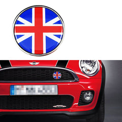 1 Set Front Grill Badge w/ Holder Fit All MINI Cooper R50 R55 R56 R57 R558 R60 UK Flag (Red/Black)