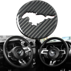 1 Set Real Carbon Fiber Steering Wheel Insert Decoration Cover Emblem Sticker for 2015 and up Ford Mustang