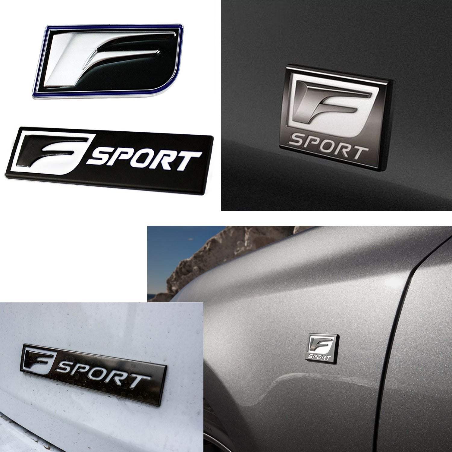 3D Metal F Sport Auto Emblem Body Trunk Lid sticker decal badge for Le