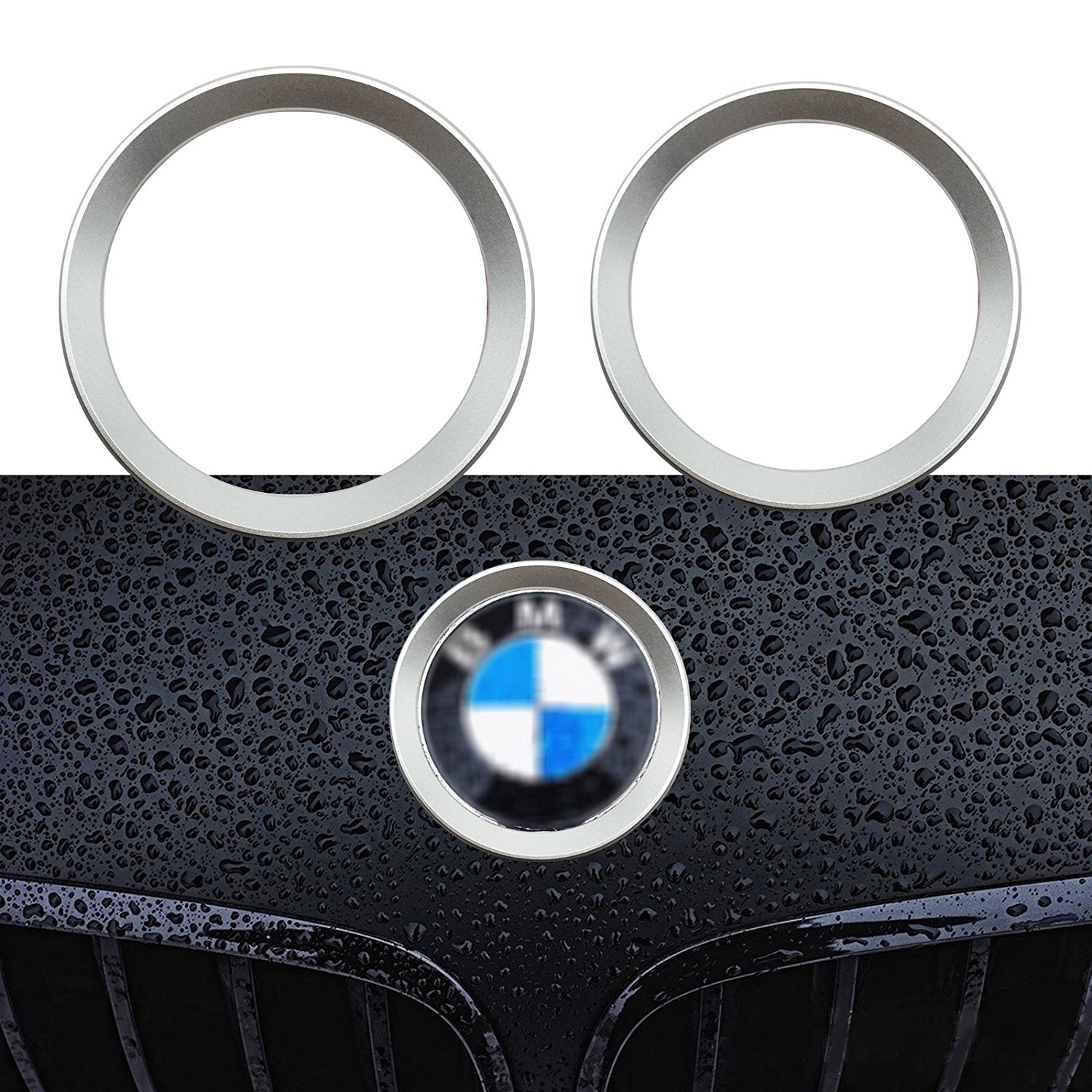 DEMILLO Car Front Rear Logo Decoration Cover Ring Trim Hood Emblem Ring for  2013-2019 BMW 3 Series 320Li 328Li 316/BMW 4 Series M3 M4 (Blue)