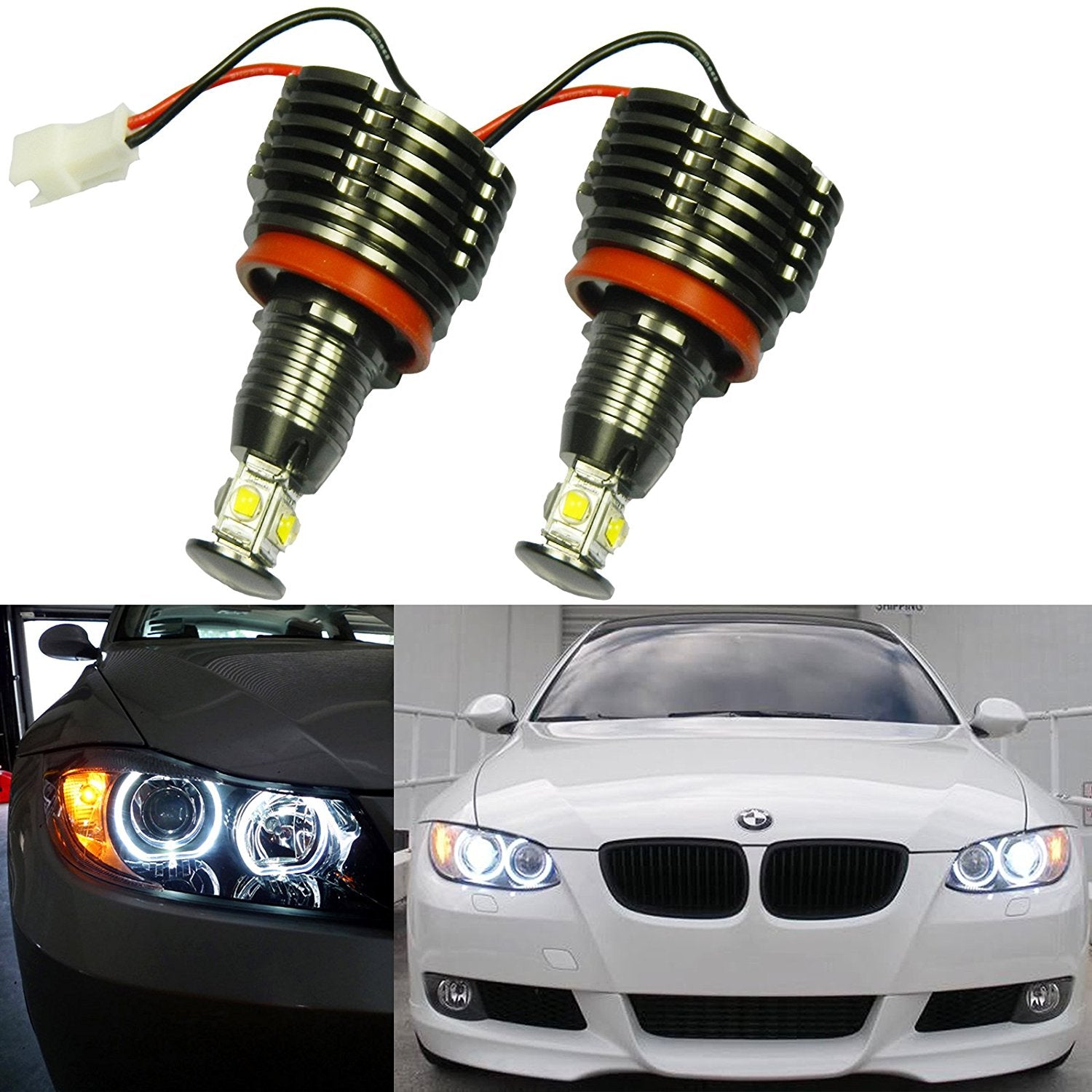 Ampoules LED anneaux H8 LUXE V3 25W angel eyes BMW E63 à E93 X1 X5 X6 -  Blanc 