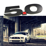 1x Silver/Matte Black Metal Aluminum Badge Sticker 3D Logo 5.0 Liter Side Fender Emblem For Ford Mustang Cars