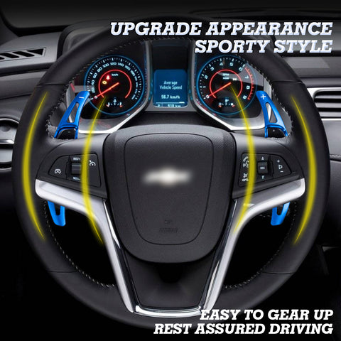 Blue Add-on Steering Wheel Paddle Shift Extension For Chevy Camaro 2012-2015