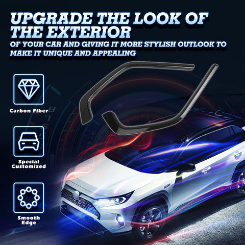 2pcs Auto Exterior Front Bumper Grille Frame Strip Cover Trim Compatible with Toyota RAV4 2019-2024, Carbon Fiber Pattern
