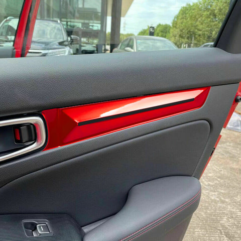 4x Sporty Style Red Side Door Strip Cover Trims For Honda Civic 11th Gen 2022