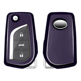 Purple Black TPU Shockproof Flip Key Fob Case For Toyota Auris Corolla Yaris 2/3/4 Button