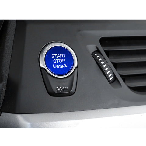 Aluminum Keyless Start Engine Stop Push Button Stickers Cover Trim Compatible with BMW 1 2 3 4 X1 Series F20 F22 F30 F32 F48 (Blue)