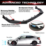 For Honda Civic 4Dr 2022+ Front Bumper Lip Spoiler Splitter Carbon Fiber Pattern