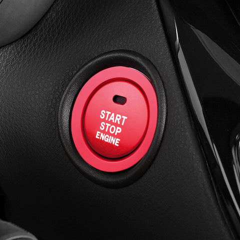 Aluminum Keyless Engine Start Stop Push Button Cover with Surrounding Trim Ring for Toyota Camry 2018 2019 2020, Car Engine Ignition Push Start Button Cap Decoration