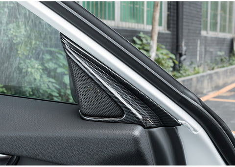 Carbon Fiber Style Car Door Front A Pillar Speaker Stereo Cover Frame Triangle Trim for Honda Accord 2018-2019