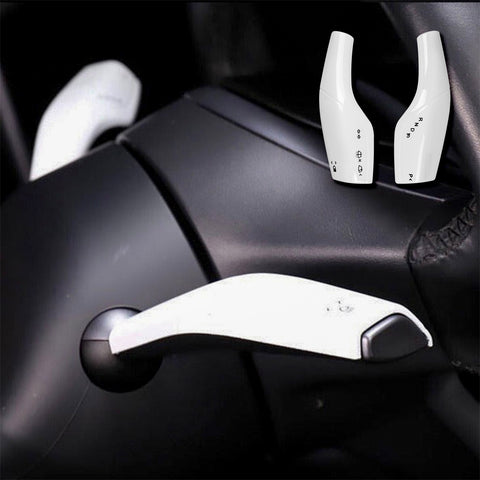 2Pcs White Steering Wheel Wiper Column Lever Rod Overlay Cover Trims For Tesla Model 3 2017-2023 & Model Y 2020-up