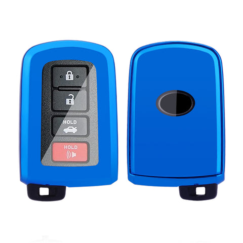 Blue TPU Full Seal Smart Key Fob Case For Toyota Camry Corolla Highlander Avalon