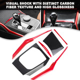 Sporty Inner Central Gear Shift Media Panel Cup Holder Cover Trim Compatible with BMW 3-Series G20 2019-2021 (Red & Carbon fiber pattern)
