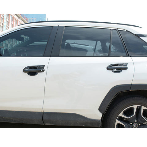Exterior Door Handle w/ Handle Bowl Cover Trim, Carbon Fiber Pattern, Compatible with Toyota Rav4 2019-2022, Highlander 2020-2021 (with Smart Keyhole)