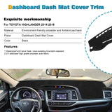 Dashboard Pad Cover Anti-Slip Dash Mat Sun Protector Fit Toyota Highlander 14-19