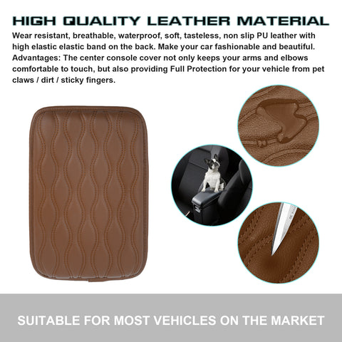 Brown Car Accessories Armrest Cushion Cover Center Box Pad Protector Universal