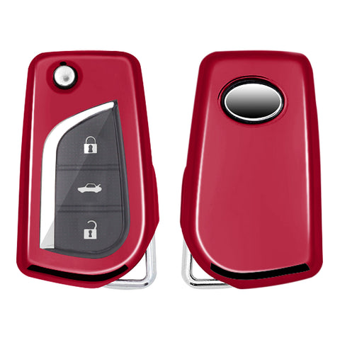 For Toyota Auris Corolla Yaris 2/3/4 Button Red TPU Folding Key Fob Protector