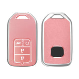 Pink Soft TPU Leather Full Protect Key Fob Cover Case For Honda Civic 2014-2017