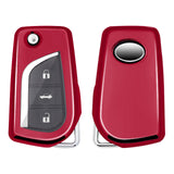 Red TPU Shockproof Flip Key Fob Case For Toyota Auris Corolla Yaris 2/3/4 Button