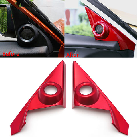 Interior Front Door Stereo Speaker A-Pillar Cover Trim Accessories for Honda Civic 10th Gen 2016 2017 2018 2019 2020 - Red (2pcs)