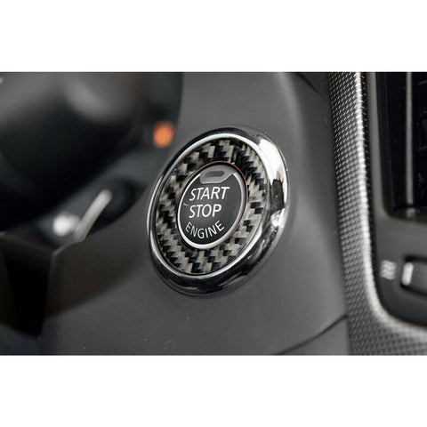 Carbon Fiber Style Engine Start Stop Push Button Ring Cover Ignition Switch Button Cap Trim for Infiniti Q50 Q60 2014-2019