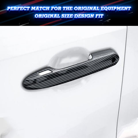 4PCS Exterior Door Handle Cover Trim For Toyota Highlander 2020-2021, Carbon Fiber Pattern