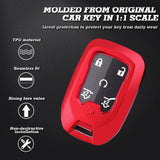 Red Soft TPU Full Covered w/Button Key Fob Cover For GMC Yukon/XL/Denali 2015-2020