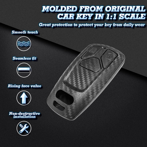 Carbon Fiber Texture Keyless Smart Key Fob Case For Audi A4 A5 S5 Q5 Q7 TT SQ5