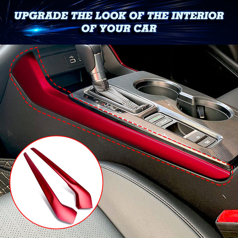 2x Red interior Gear Shift Both Side Cover Trim For Honda Civic 11th Gen 2022
