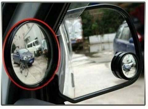 2x Black Round 2" Convex Stick On Rear-View Blind Spot Mirrors - Car, Truck, SUV