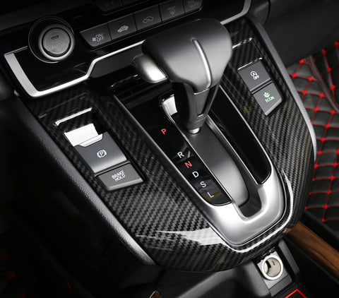 Carbon Fiber Style Gear Shift Knob Console Panel Frame Cover Trim for Honda CR-V CRV 2017 2018 2019 2020 2021