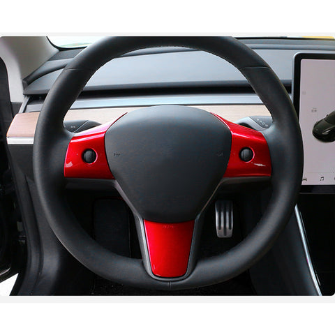 Red Steering Wheel Molding Cover Trim For Tesla Model 3 2017-2023 & Model Y 2020-up