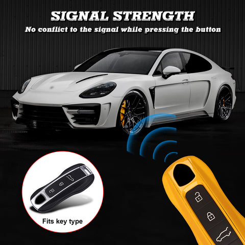 Yellow Shockproof Smart Key Case Protector For Cayenne Panamera 2018-up 3 Button