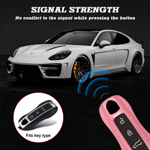 Gloss Pink Remote Key Fob Cover Holder For Porsche Cayenne Panamera 2018-up