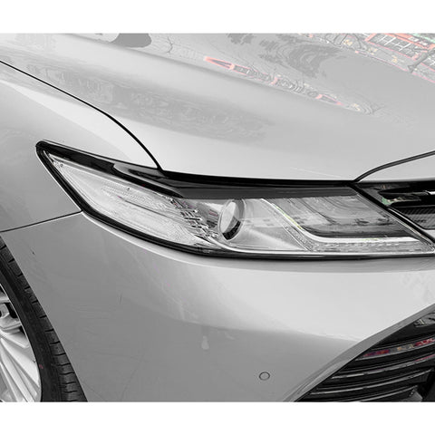 2X Carbon Fiber Pattern Headlamp Eyelid Strip Cover Trim For Toyota Camry 2018-up LE XLE SE XSE Hybrid All Models