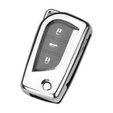 Soft TPU Silver Flip Key Fob Cover For Toyota Auris Corolla Yaris 2/3/4 Button