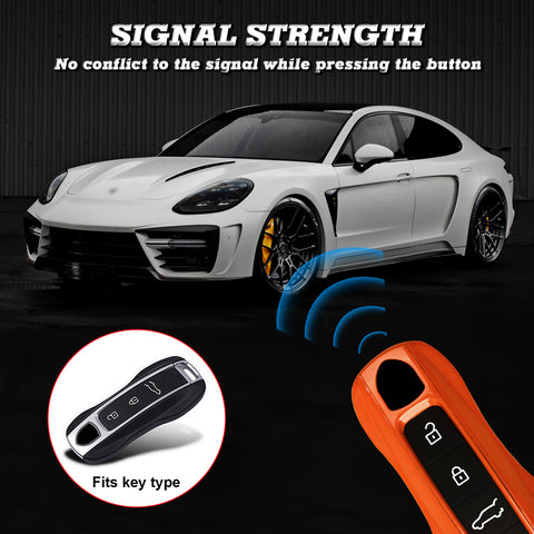 Orange Remote Control Key Fob Cover Hard Shell w/Keychain For Porsche Cayenne Panamera 2018+