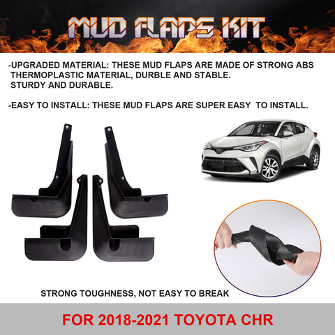 4pcs/Set Black Mud Flaps Mudguard Dirt Fender Cover For Toyota C-HR 2018-2021