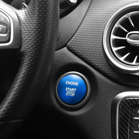 Aluminum Keyless Start Engine Stop Push Button Stickers Cover Trim Compatible with Mercedes Benz B C E S G CL SL ML GL CLA GLA GLC GLK GLS Class(Blue)