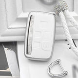 Key Fob Cover for Range Rover Evoque Velar Discovery Sport Land Rover LR2 LR4 Freelander,Jaguar XF XJ XE F-PACE F-TYPE 5 Buttons,Soft TPU Protective Key Shell Case Smart Remote Entry,White