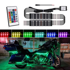 8pcs RGB Multi-Color LED Engine Bay Light Strip Kit w/ Wireless Remote Control