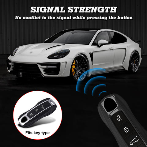 Black Remote Control Key Fob Cover Hard Shell w/Keychain For Porsche Cayenne Panamera 2018+