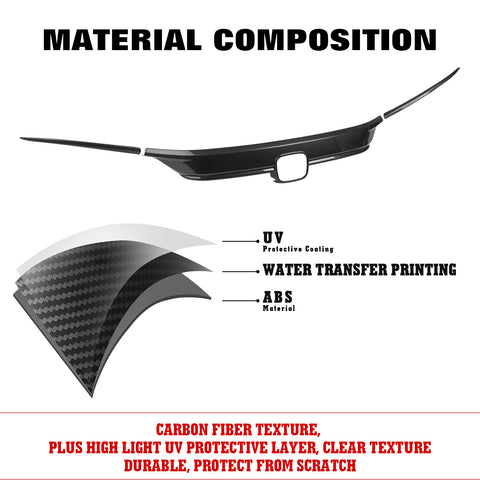 3PCS Carbon Fiber Style Front Upper Bumper Grille Trim For Honda Civic 11th Gen