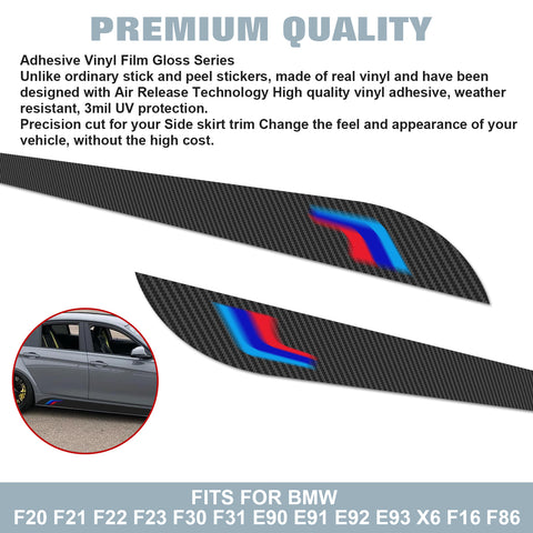 2x Carbon Fiber Pattern Side Skirt Stripe Sticker For BMW 3 4 5 Series 320i 420i