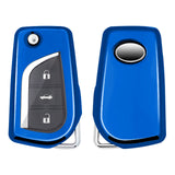 1X Blue Shockproof Flip Key Fob Cover Case For Toyota Corolla Yaris 2/3/4 Button