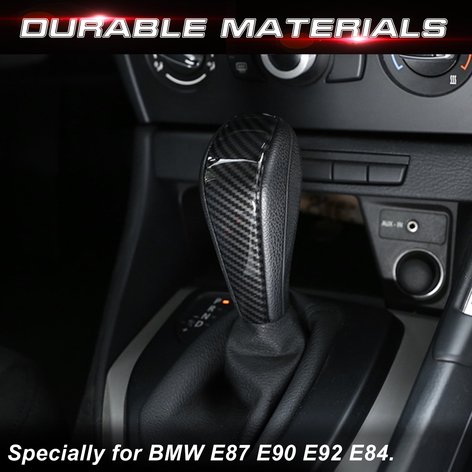 Kaufe Carbon Fiber Gear Shift Knob Head Cover Trim For BMW 3 Series E90 E92  E93