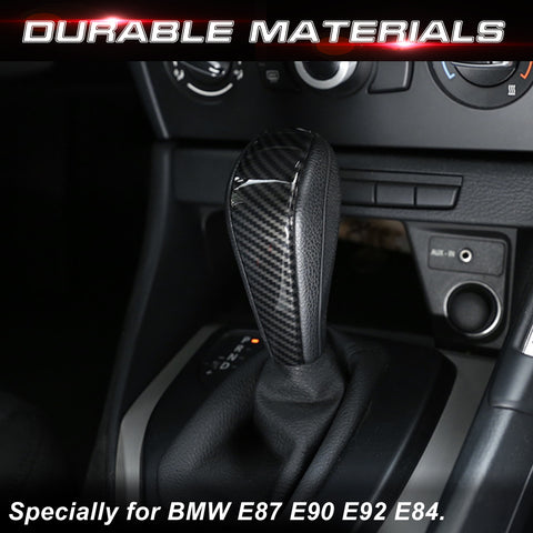 Carbon Fiber Pattern Gear Shift Knob Shell Cover Trim For BMW 1 3 Series E87 E90