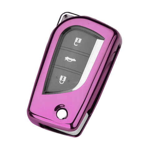 1X Pink Shockproof Flip Key Fob Cover Case For Toyota Corolla Yaris 2/3/4 Button