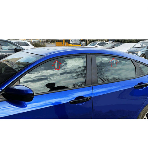 6pcs for Honda Civic 10th 2016-2018 Window Edge Pre-cut Vinyl Sticker Trim, Matte Black Car Window Frame Wrap Overlay Decal, Window Side Sticker Molding