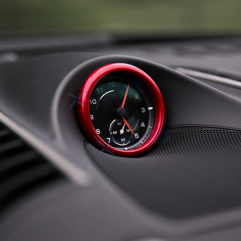 Red Interior Dashboard Meter Frame & Clock Ring Cover For Porsche Macan 2015-up